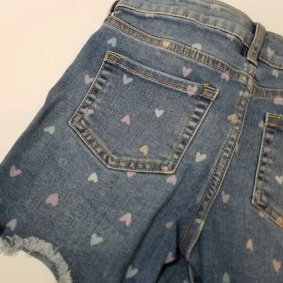 🔴 Cat and Jack little girl heart print denim shorts size M (8) (F20) - Picture 4 of 10